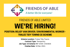 Relief Van Driver / Environmental Worker - Tralee Tidy Towns CE Scheme - 1