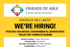 Van Driver / Environmental Worker - Tralee Tidy Towns CE Scheme - 1