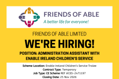 Administration Assistant with Enable Ireland Children's Service - 1
