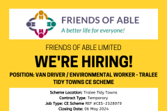 Van Driver / Environmental Worker - Tralee Tidy Towns CE Scheme - 1